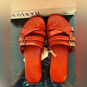 BED STU HILDA ORANGE LEATHER WOMEN’S SANDALS SIZE 8 NWT/NIB